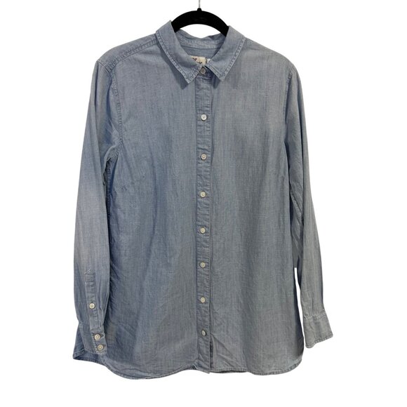 Vineyard Vines Relaxed Chambray Long‎ Sleeve Button Up Blue Blouse Size 6 - Picture 1 of 7